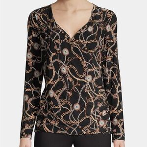 Black and Gold Chain Print Women's Top